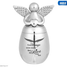 (HG56633H02)(HG56633H02)Mini mémorial en acier inoxydable avec ailes d'ange et cœur