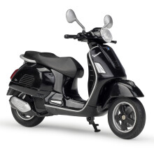 (Negro (Caja) 1:18 2017 VESPA GTS 125 Aleación Diecast Motocicleta Modelo Ruedas Giratorias Flexibles