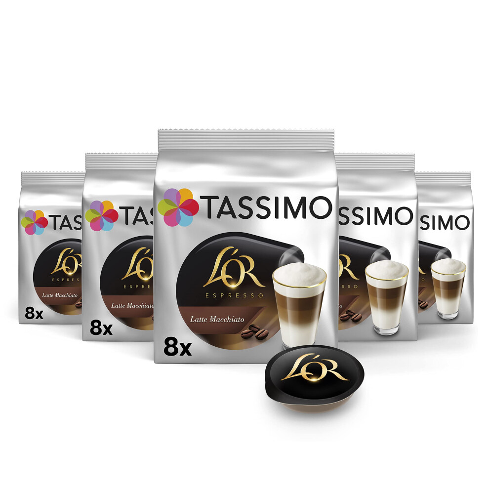 Tassimo C?Psulas De Caf? L?Or Latte Macchiato | 40 C?Psulas Compatibles Con Cafetera Tassimo - 5PACK-image