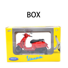 (ROOD (doos) 1:18 2017 VESPA GTS 125 Alloy Diecast Motorfietsmodel Flexibele Roterende Wielen