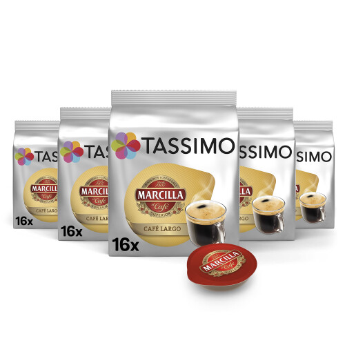 Tassimo Tassimo C?psulas de Caf? Marcilla Largo| 80 C?psulas Compatibles con Cafetera Tassimo - 5PACK