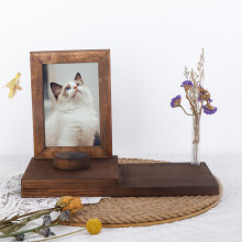 Urna de madera para mascotas (marrón) (marrón) hecha a mano, ataúd funerario conmemorativo de madera