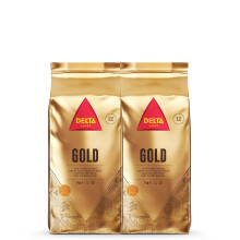 Delta Caf?s - Caf? en Grano Gold - 2 Paquetes de 1 Kg - Intensidad 12 - Mezcla de Granos de Caf? Tostados Ar?bica y Robusta - Muy Arom?tico con Notas