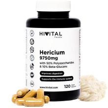 Melena de Le?n 9750 mg. 120 c?psulas veganas para 4 meses de tratamiento. Extracto Natural de Hericium Erinaceus con 50% Polisac?ridos y 10% Beta Gluc