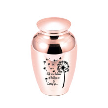 Urna de cremación de cenizas personalizada (oro rosa) Urna de diente de león Joyería conmemorativa