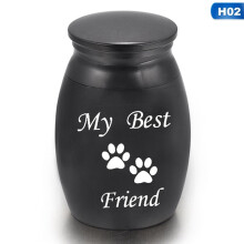 (-2)-2 urnas para mascotas de aleación de metal negro para cenizas de cremación de perros, gatos, pájaros