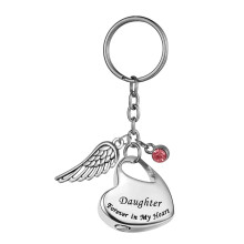 (daughter) (daughter) Angel wings urn pendant key chain cremation jewelry ashes stainless steel