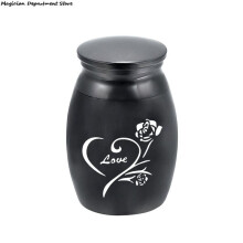 (HG36519BK)(HG36519BK)Lover Lemmikkiuurna Muistosäilytys Urna Metallikansi Love Rose Pattern Mini