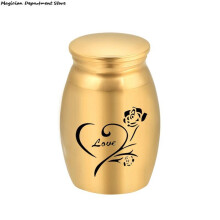 (HG36519GD)(HG36519GD) Lover Lemmikkiuurna Muistosäilytys Urna Metallikansi Love Rose Pattern Mini