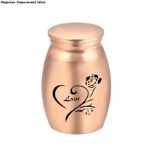 (HG36519RGD)(HG36519RGD) Lover Lemmikkiuurna Muistosäilytys Urna Metallikansi Love Rose Pattern Mini