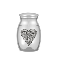 Urnas de cremación con alas de ángel amorosas para cenizas de mascotas (plata 16 x 25 mm) (plata 16