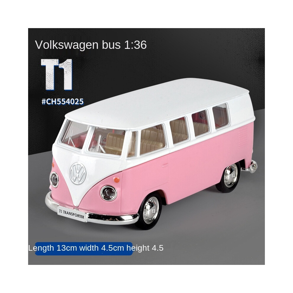 (Bus T1)1/36 Pink Toy Car Model Alloy Diecast Pull Back Model Cars Boys Toy-image-OPC-PH7WZZC-NEW