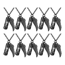 (zwart - 10 stuks) (Zwart - 10 stuks) Zwarte cilinder Crematie sieraden gesneden kruis as ketting herinnering