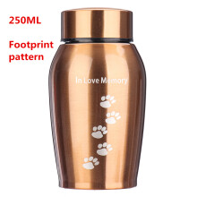 Urnas de acero inoxidable doradas y plateadas de 250 ml para mascotas y perros.