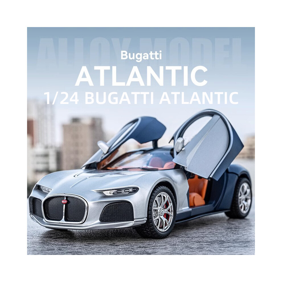 (Blue Silver)1:24 Atlantic Alloy Diecast Simulation Model Super Luxury Sport Car Christmas Gift Sound--image-OPC-PH7X2BJ-NEW