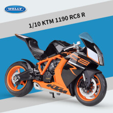 (KTM 1190 RC8 Black)1/10 Scale KTM 1190 RC8 R Toy Motorcycle Model Alloy Diecast Simulation Bag Model