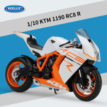(KTM 1190 RC8 Wit)1/10 schaal KTM 1190 RC8 R speelgoedmotormodel van gegoten aluminium
