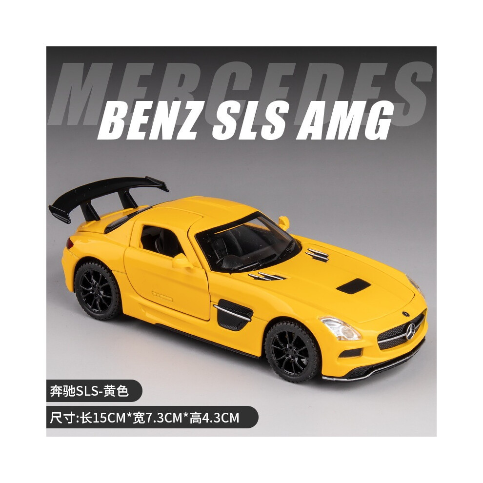(Yellow No Box)1:32 SLS Diecast Metal Alloy Model Car Sound Light Pull Back Collection For Kids-image-OPC-PH7X2VF-NEW