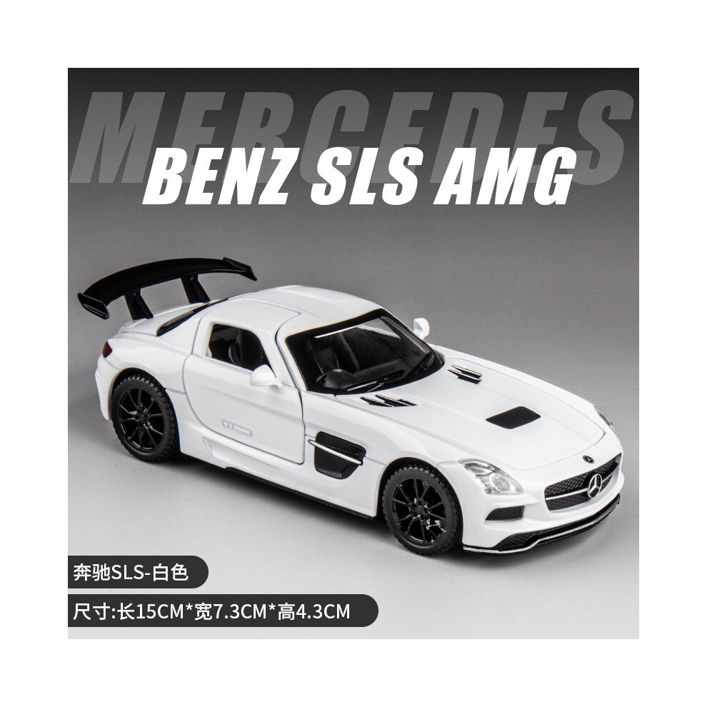 (White With Box)1:32 SLS Diecast Metal Alloy Model Car Sound Light Pull Back Collection For Kids-image-OPC-PH7X2VS-NEW