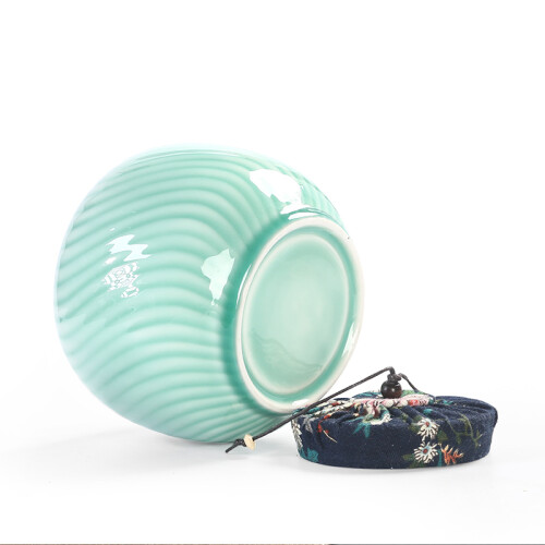 Celadon Can Large Size 1 Pound Ceramic Sealed Can Storage Container 1200ml 2