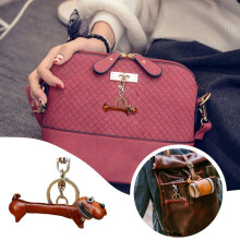 Päällyskerros lehmännahkainen Creative Puppy Pendant Laukku Ornamentti auton Zodiac avaimenperä