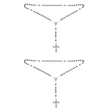 2X Anhänger Halskette Silber schwarz Farbe Jungfrau Maria Jesus Christus Kruzifix