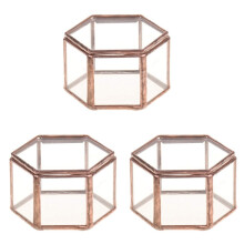 3X Geometrische Glas Terrarium Box Schmuck Box Glas Sukkulente Topf
