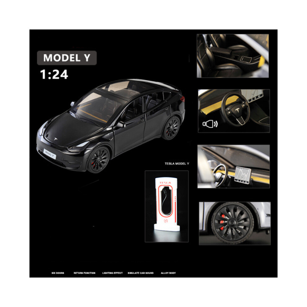 (Model y black)1:24 Roadster Alloy Sports Car Models Metal Vehicles Car Models Simulations Sound and-image-OPC-PH7X6FD-NEW
