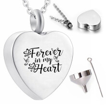 Used at funerals, memorial cremation jewelry pendant silver in the shape of a heart