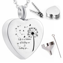 Heart Shaped Dandelion Pendant Necklace Women's Necklace Ash Urn Keepsake