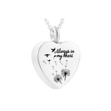 Löwenzahn Anhänger Halskette Souvenir Schmuck Vogel herzförmige Asche Urne