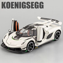 (Blanco) 1:24 Koenigsegg Jesko Supercar Aleación de fundición a presión Modelo de coche de juguete Sonido