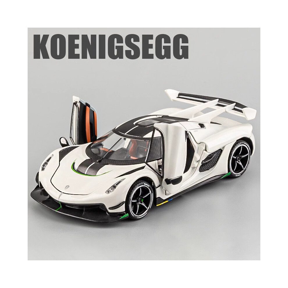 (White)1:24 Koenigsegg Jesko Supercar Alloy Die Cast Toy Car Model Sound and Light Pull Back Children's-image-OPC-PH7X6ZM-NEW