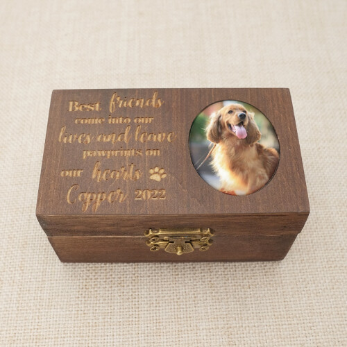 Custom pet fur box, personalized urn for pet ashes, engraved 1