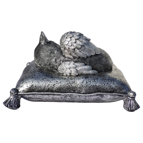 Personalized cat urn, heavenly angel cat sleeping on pillow cremation 1