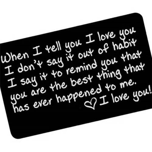 Small Engraved Wallet Card Keepsake Card Metal Love Note Anniversary 2