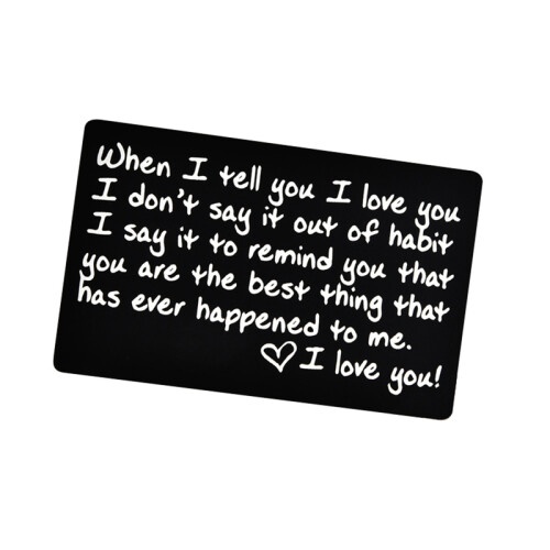 Small Engraved Wallet Card Keepsake Card Metal Love Note Anniversary