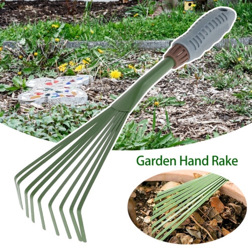 9 Tooth Garden Rake 15.5 Inch Grass Rake Hand Rake Leaf Brush Light