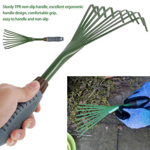 9 Tooth Garden Rake 15.5 Inch Grass Rake Hand Rake Leaf Brush Light 2