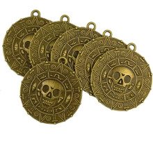 6 kpl Punk Halloween Pirates Aztec Coin Medallion Skull kaulakoru riipus