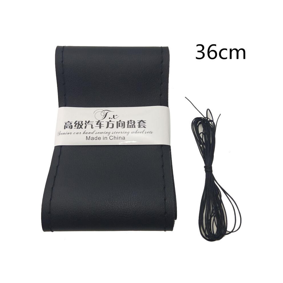 (36Cm )36Cm/40Cm Diy Steering Wheel Covers Soft Leather Braid Car Steering Wheel With Needle And Black 9319708089899