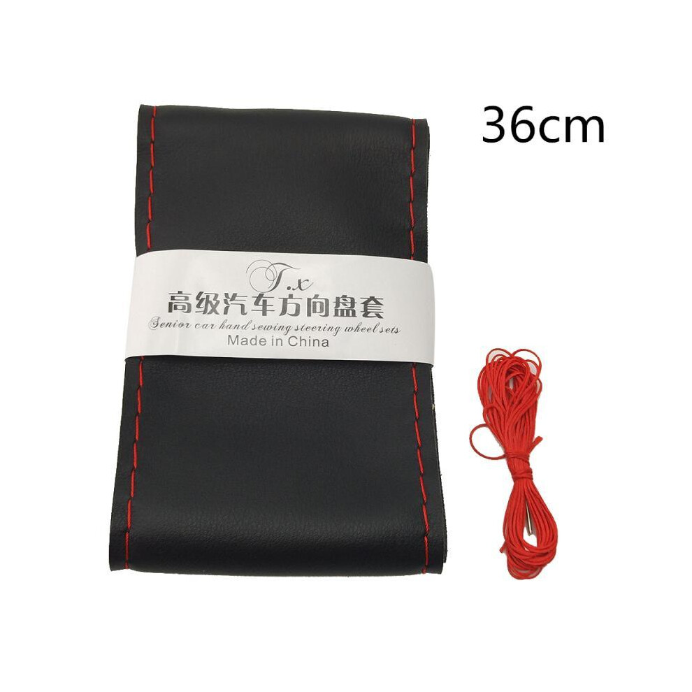 (36Cm Red)36Cm/40Cm Diy Steering Wheel Covers Soft Leather Braid Car Steering Wheel With Needle Black/Red 9319708089912