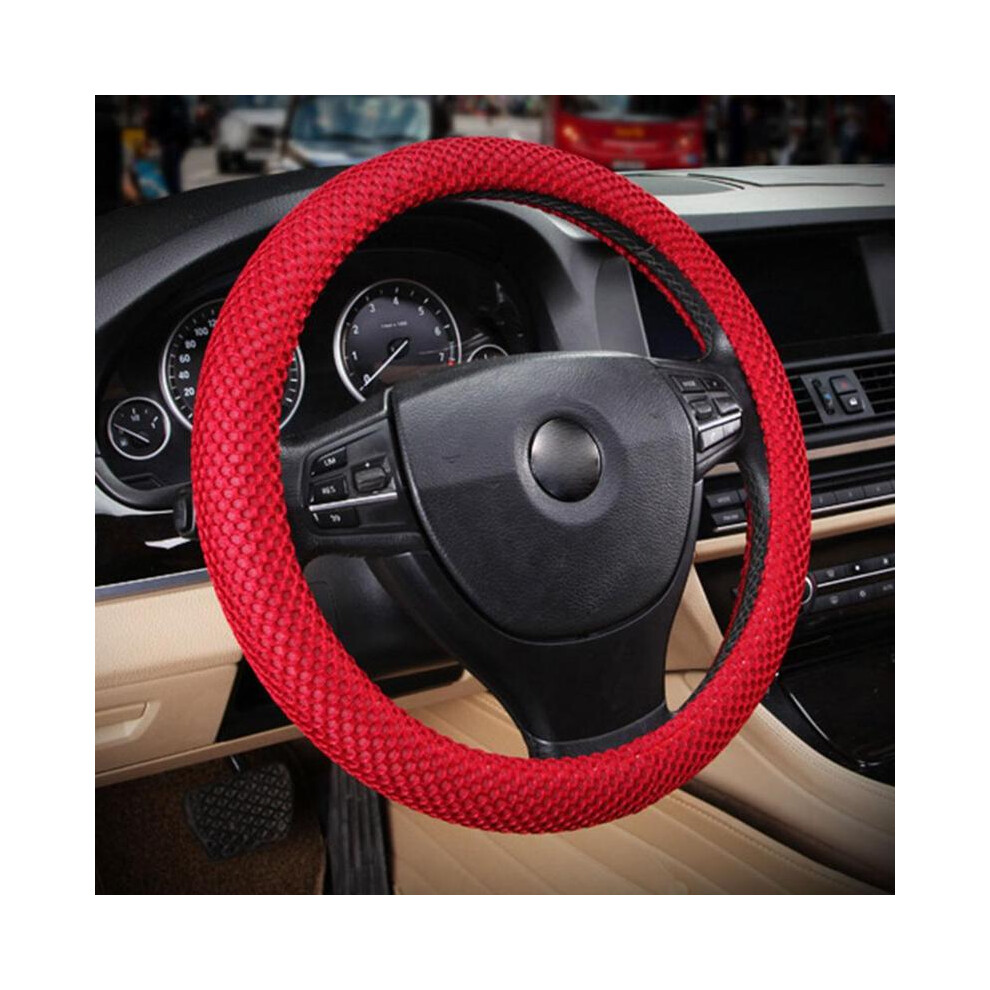 (Red) Braid On Steering Wheel Car Steering Wheel Cover With Needles And Mesh Diameter 36-38 Red 9319708090024