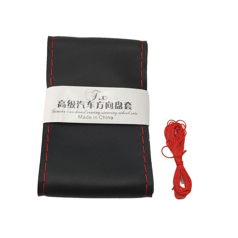 ( Line) 38Cm Car Steering Wheel Cover Universal Braid Car Steering Wheel With Needles And Thread Red 9319708090352