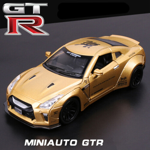 (Golden 2)1:32 GTR R34 R35 Alloy Sports Car Model Diecast Metal ...
