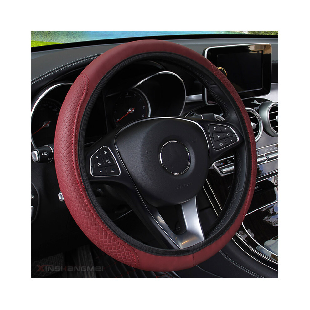 (Wine )37-39Cm Steering Wheel Cover Braid For Steering Wheel Cover Cubre Volante Car Wheel Red 9319708091045