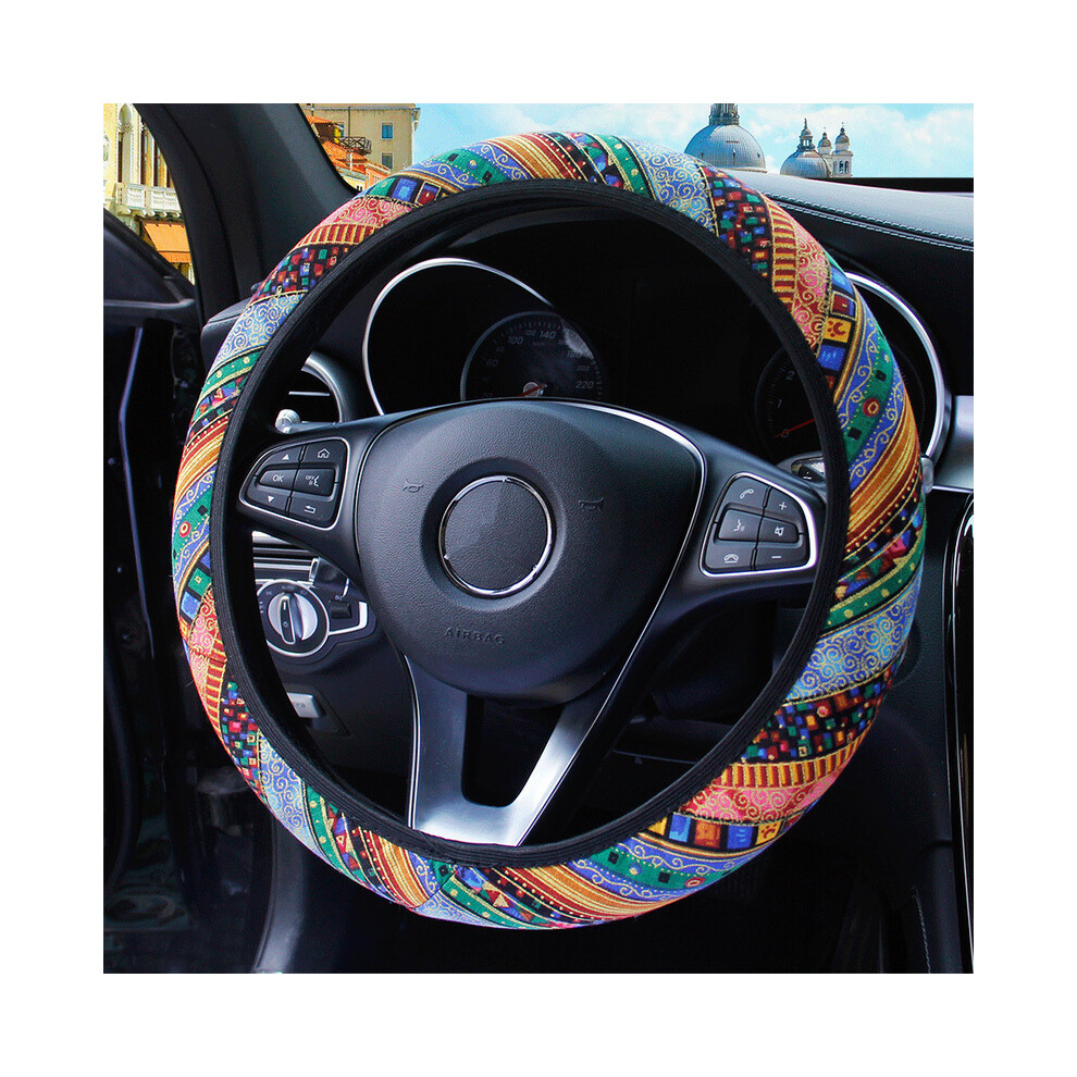 (Multicolor)37-38Cm Universal Flexible Car Steering Wheel Cover Four Seasons Ethnic Style Car 9319708091267