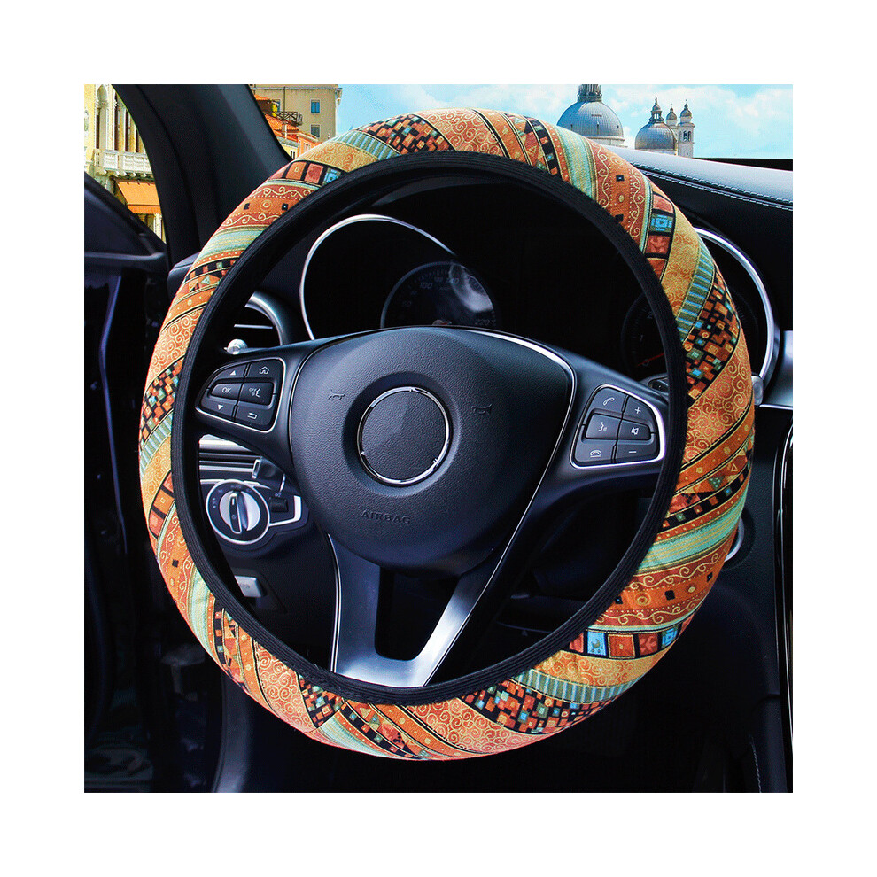 (Orange)37-38Cm Universal Flexible Car Steering Wheel Cover Four Seasons Ethnic Style Car Interior Accessories Orange 9319708091274