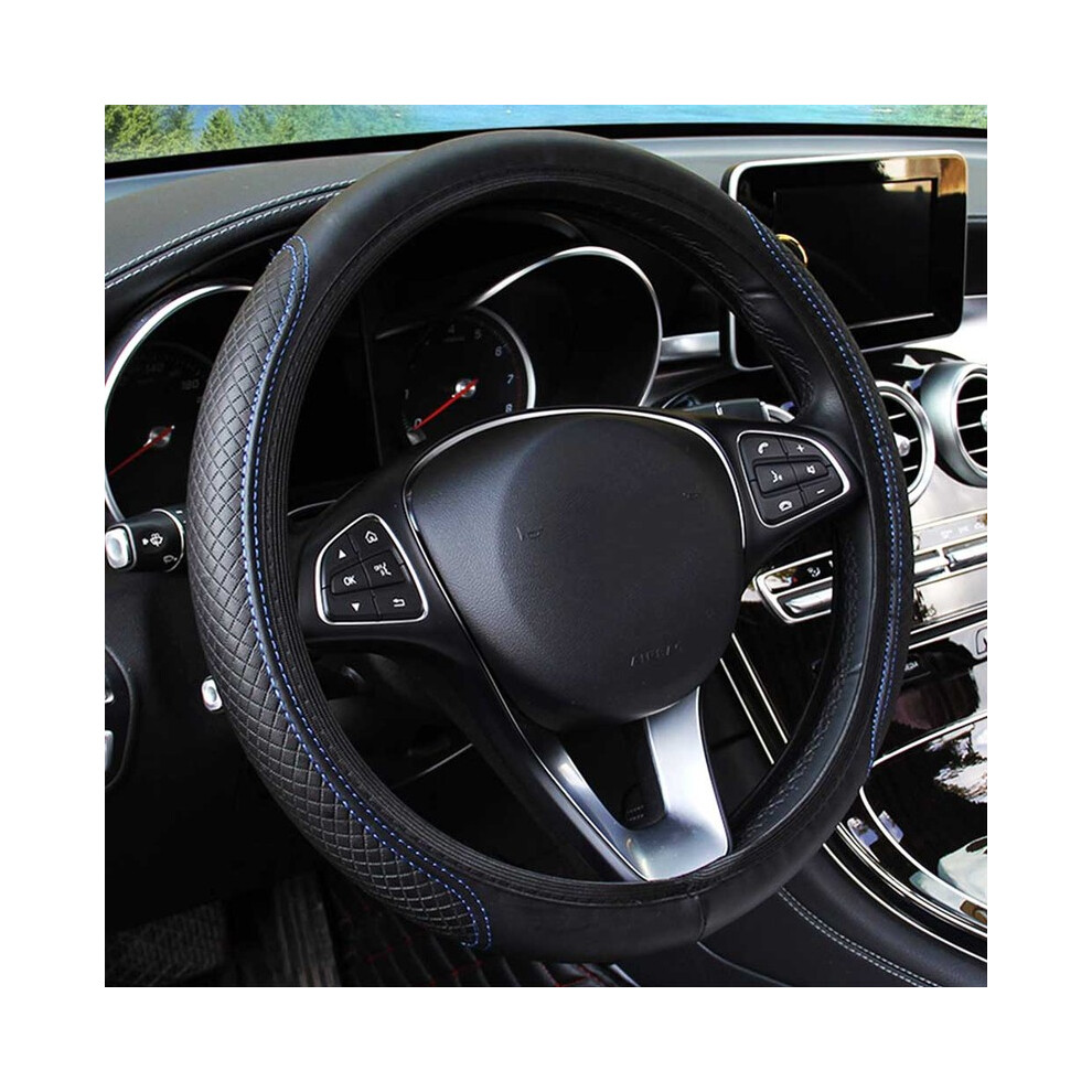 (Blue) 37-39Cm Car Steering Wheel Cover Anti-Skid Car Blue 9319708091731