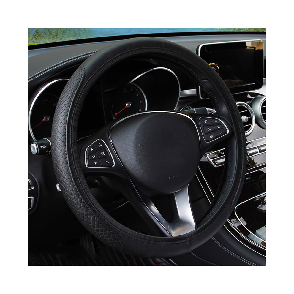 (Black) Universal Car Steering Wheel Cover Anti-Skid Car Black 9319708091977